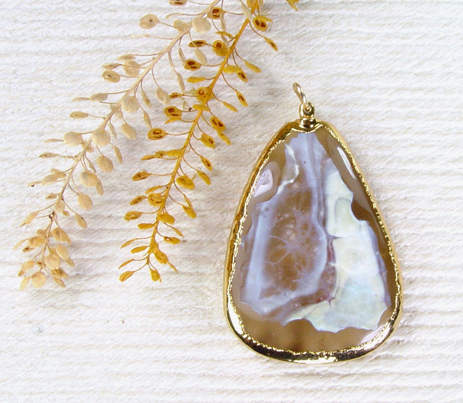 Fossil Agatized Coral Pendant