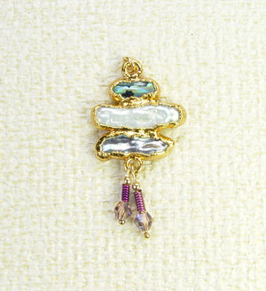 Cultured Pearl and Paua Shell (abalone) Shell Pendant