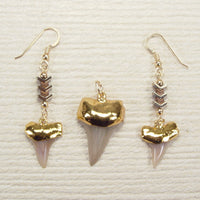 Fossil Mako Shark Tooth Earrings and Pendant