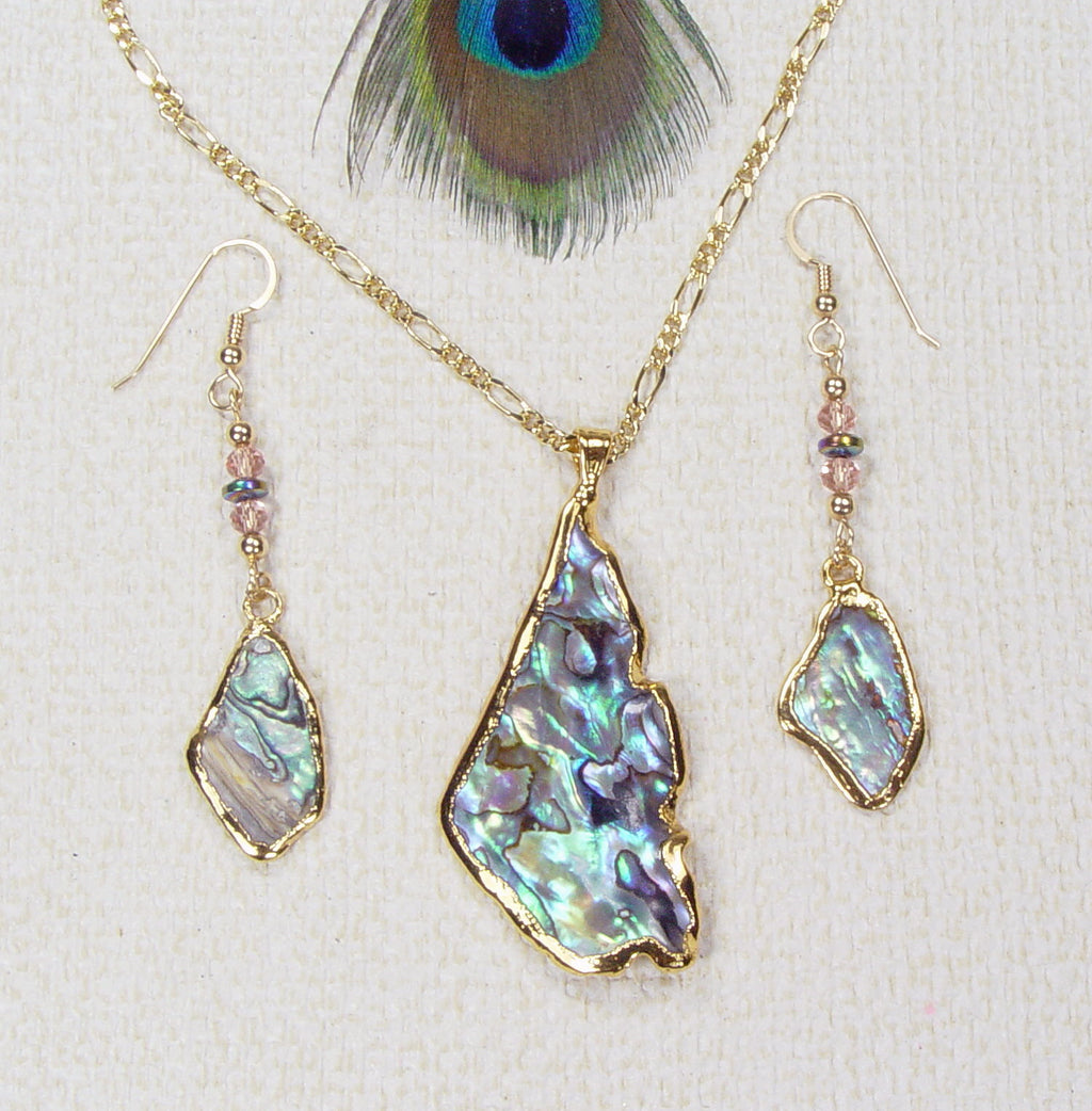 Paua Shell Necklace and Earring set