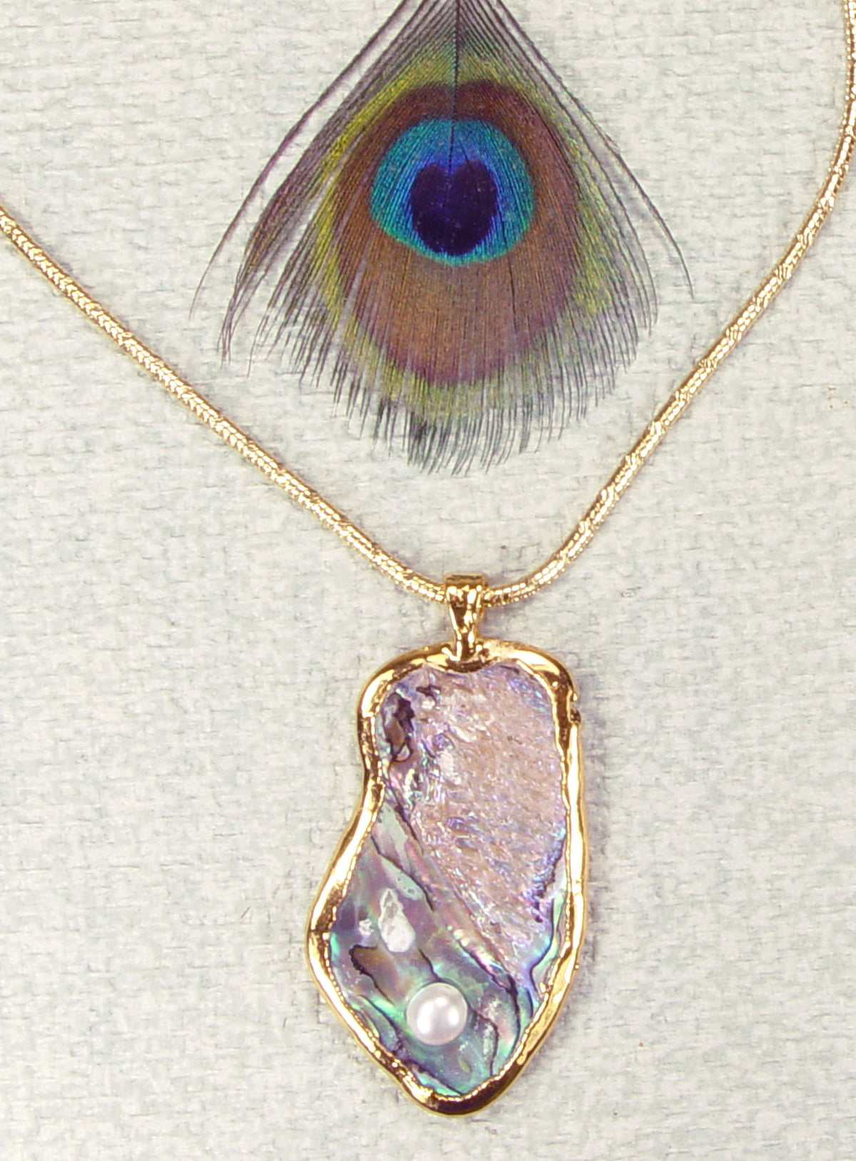 Paua Shell Necklace with Freshwater Pearl Insert