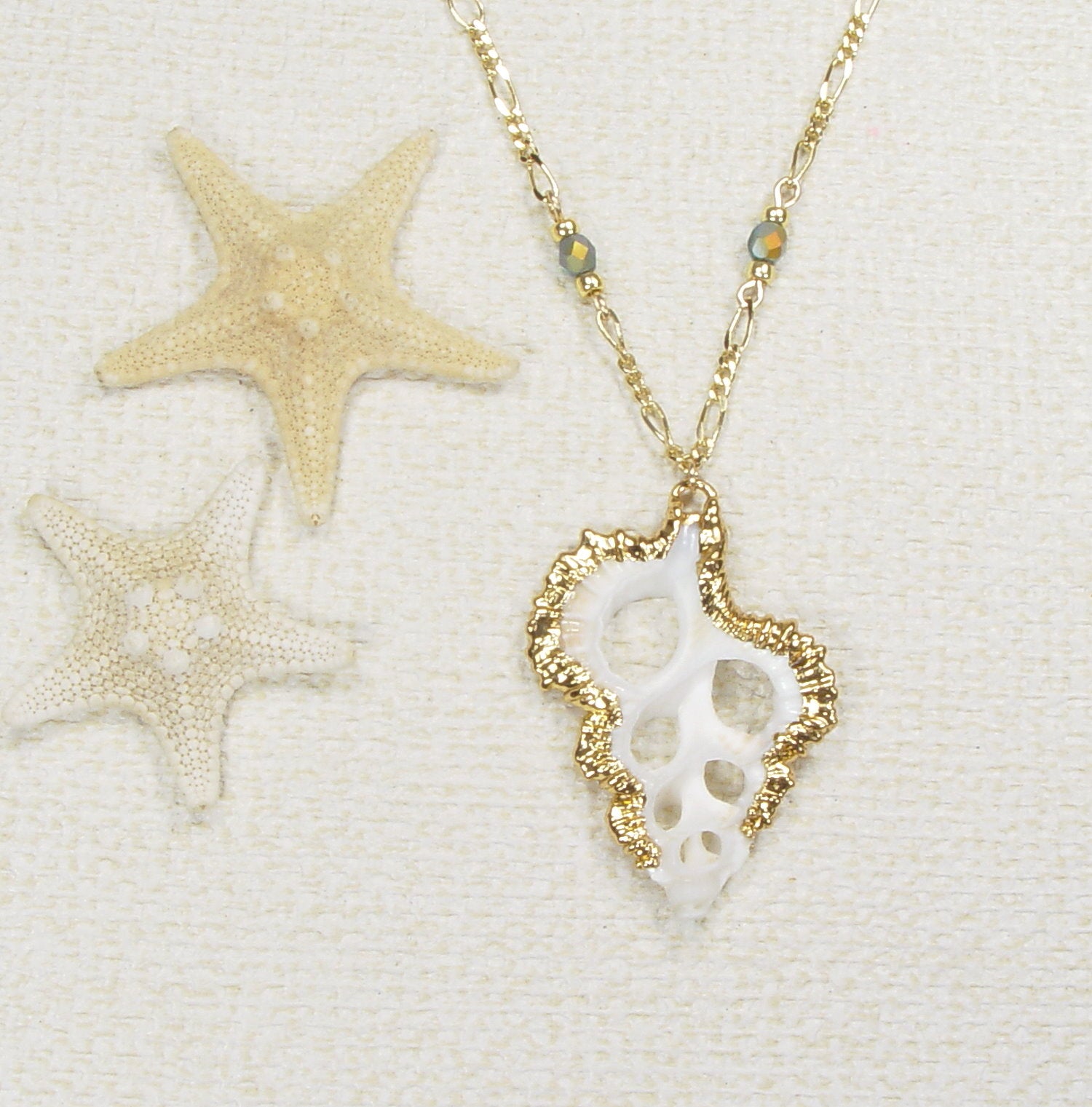 Sliced Maple Leaf Shell Necklace