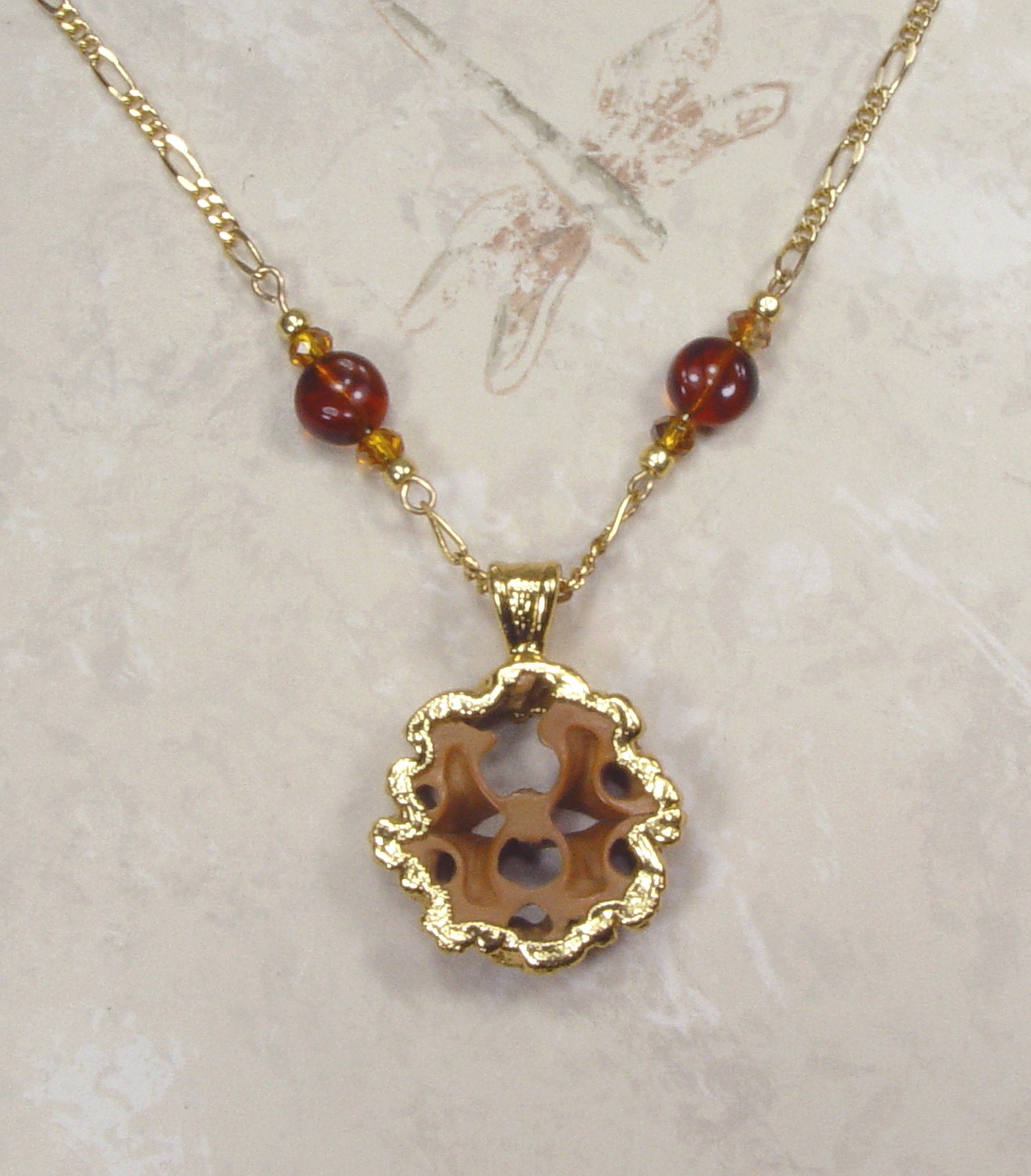 Polished Japanese Walnut Slice Necklace